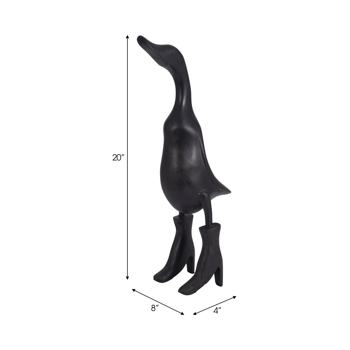 Bamboo Wood Duck in Rainboots Figurine - Black, 20 in.