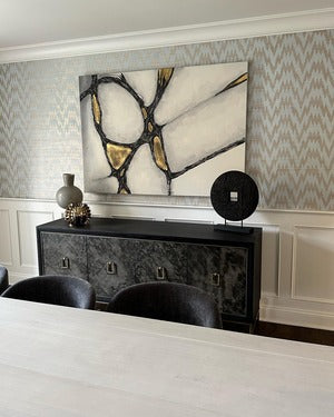 ABSTRACT IN GOLD AND BLACK HAND PAINTED CANVAS - Hedi's Furniture