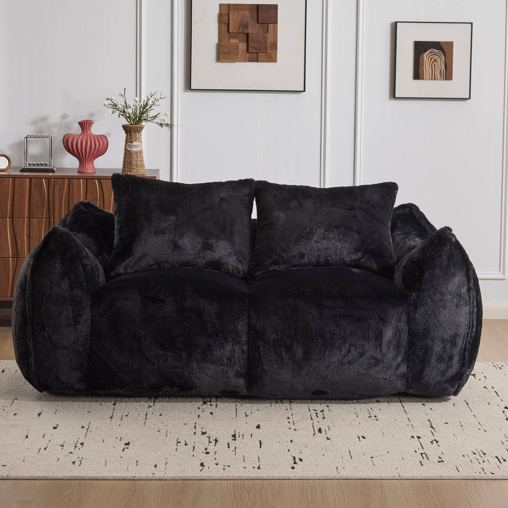 2-Seat Giant Faux Fur Bean Bag Couch ( 6 Colors) No Assembly: White