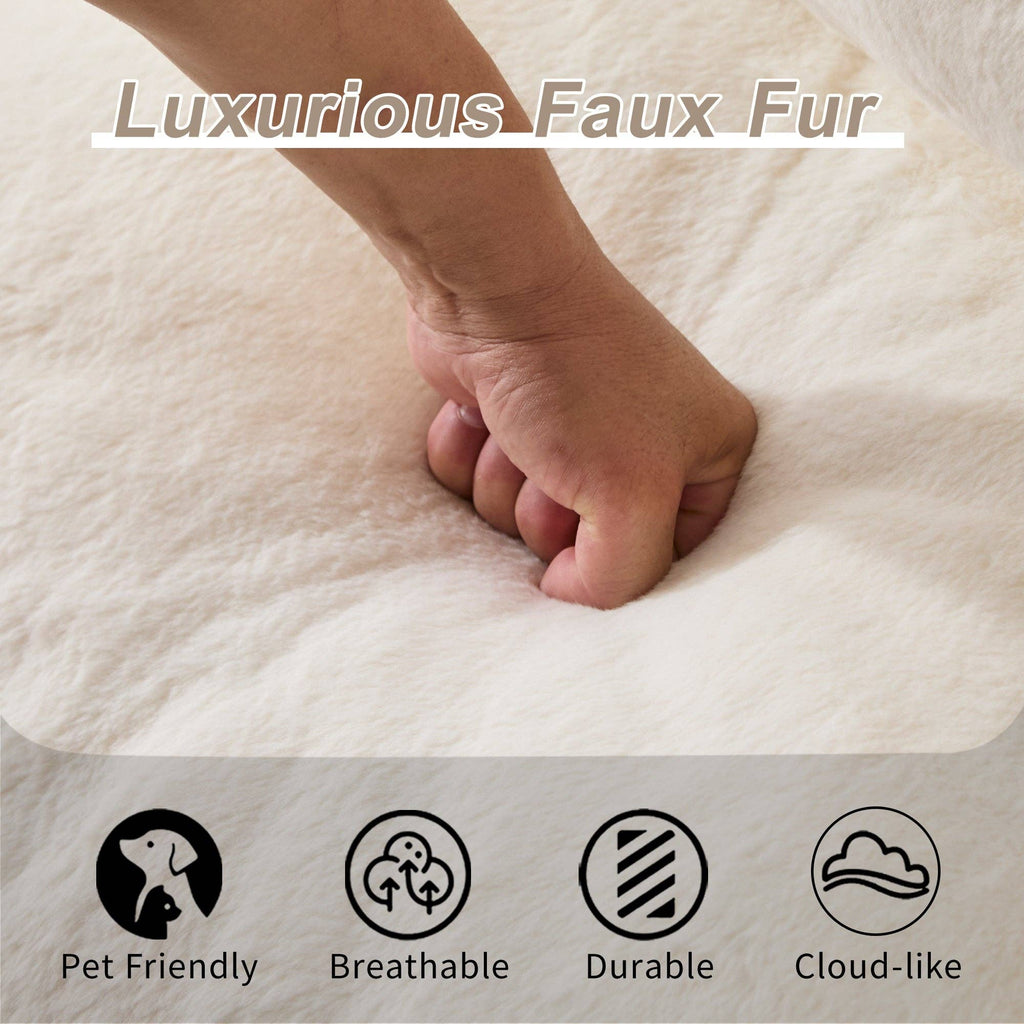 2-Seat Giant Faux Fur Bean Bag Couch ( 6 Colors) No Assembly: White