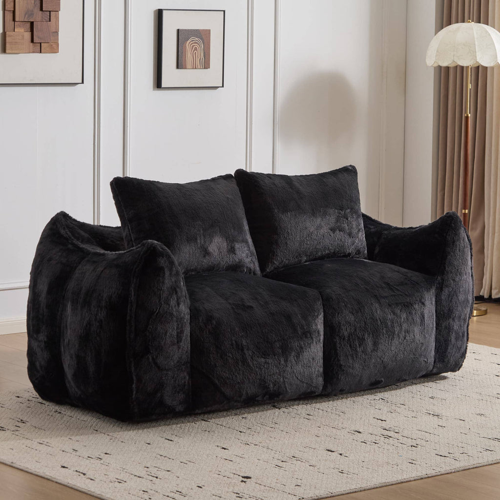 2-Seat Giant Faux Fur Bean Bag Couch ( 6 Colors) No Assembly: White