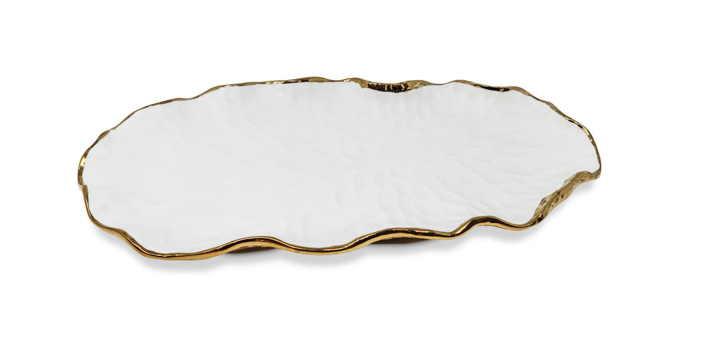 Tray New Bone China- Gold Scalloped Edge