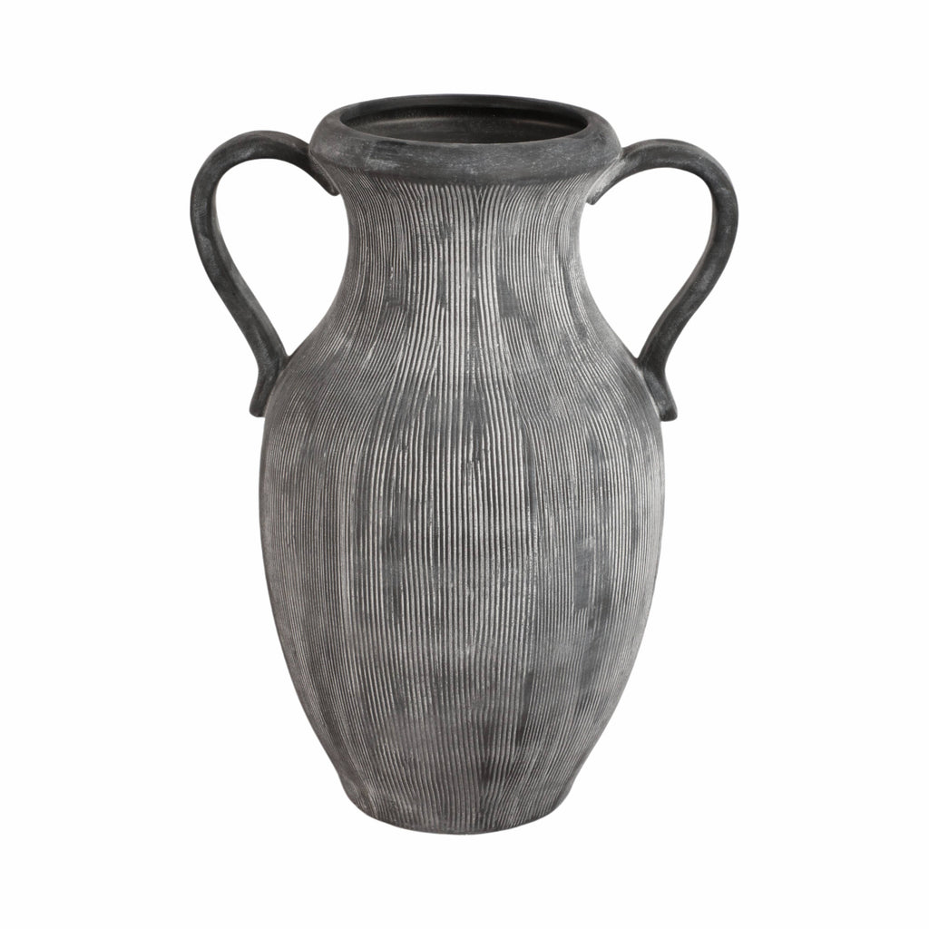 Black 15 in. Dolomite Amphora Weathered Vase