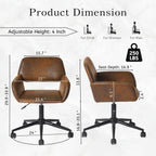 Adjustable Task Chair with Swivel Base Suede Brown/Beige: Ivory Beige