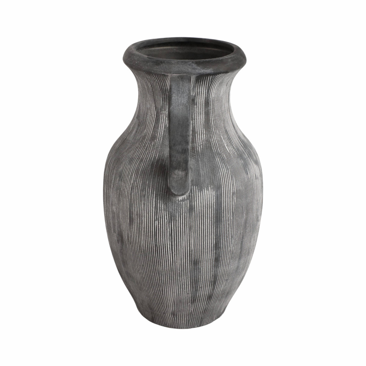 Black 15 in. Dolomite Amphora Weathered Vase