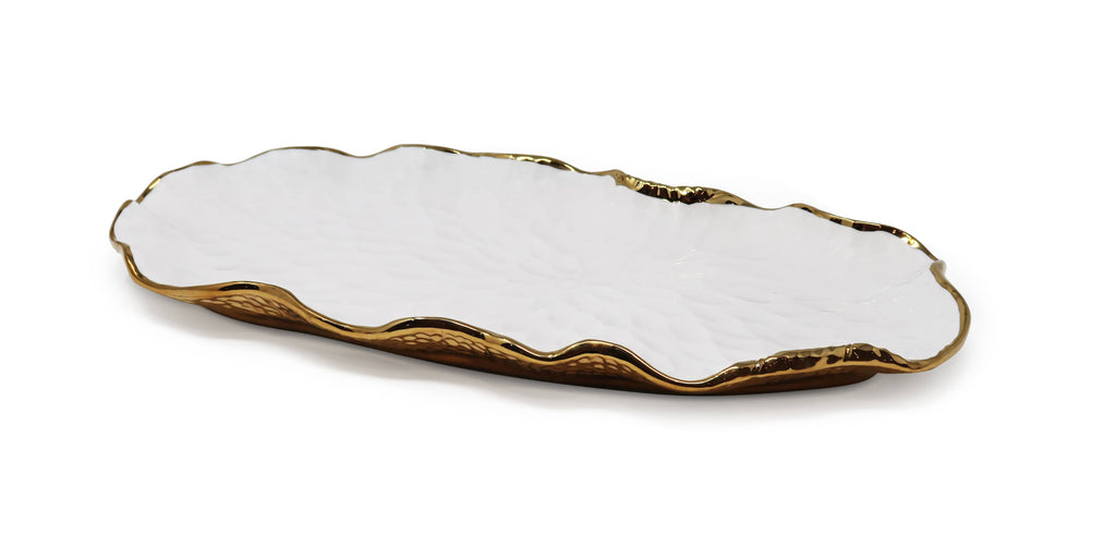 Tray New Bone China- Gold Scalloped Edge