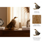 Decorative Figurine - Brown Wood Faux Fur Skiing Duck, 11 in