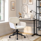 Adjustable Task Chair with Swivel Base Suede Brown/Beige: Ivory Beige