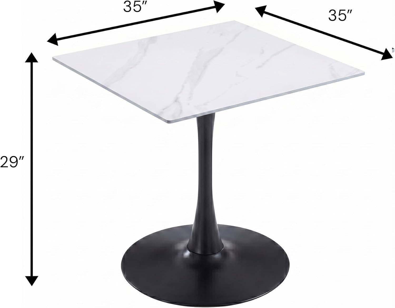 Bristol Sintered Stone Dining Table - Square Modern: Black / Black