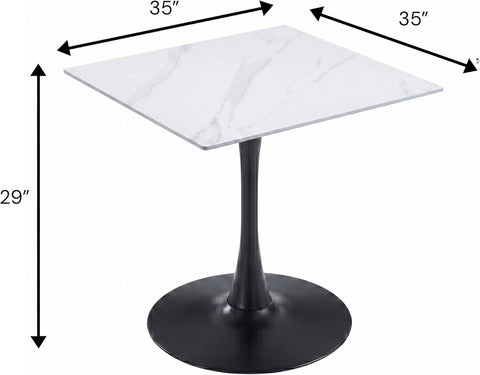 Bristol Sintered Stone Dining Table - Square Modern: Black / Black
