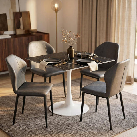 Bristol Sintered Stone Dining Table - Square Modern: Black / Black
