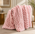 Luxe Double-Layer Faux Fur Throw Blanket – 50" x 60": Pink