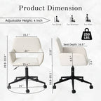 Adjustable Task Chair with Swivel Base Suede Brown/Beige: Ivory Beige