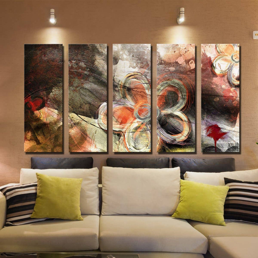 Painted Petals XV' Canvas Wall Art: 30 inches High x 12 inches Wide x 5 Panels