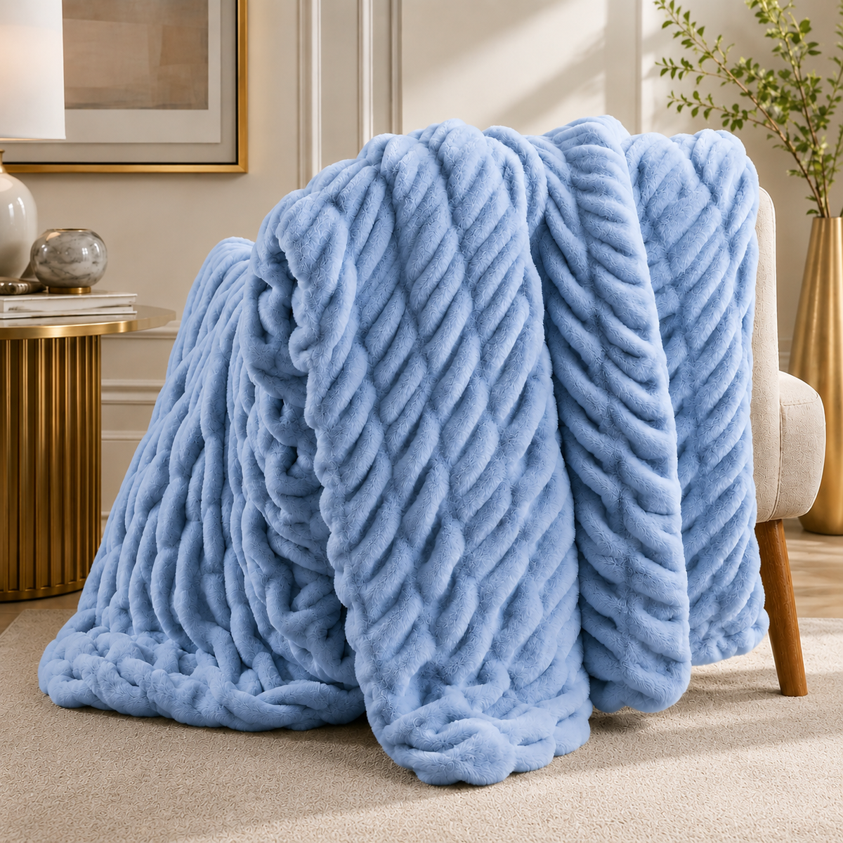 Luxe Double-Layer Faux Fur Throw Blanket – 50" x 60": Pink
