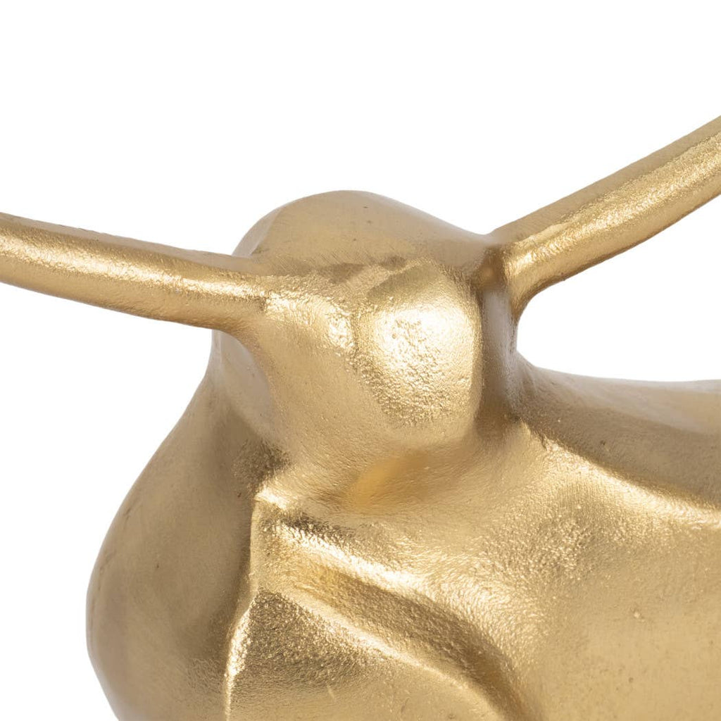 Decorative Figurine - Gold Metal Solid Standing Bull, 8 in.