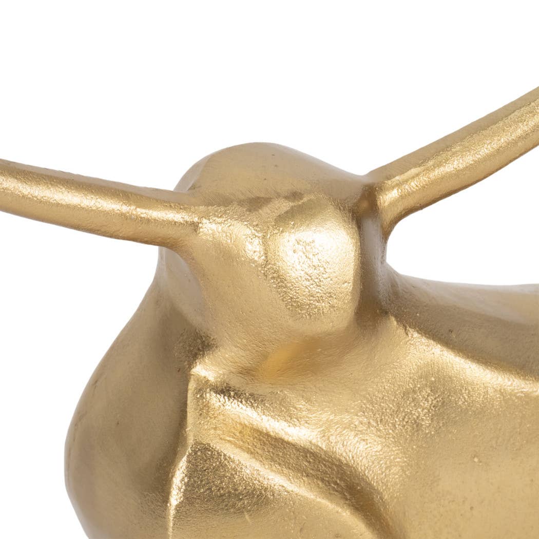 Decorative Figurine - Gold Metal Solid Standing Bull, 8 in.