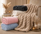 Luxe Double-Layer Faux Fur Throw Blanket – 50" x 60": Pink
