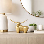 Decorative Figurine - Gold Metal Solid Standing Bull, 8 in.