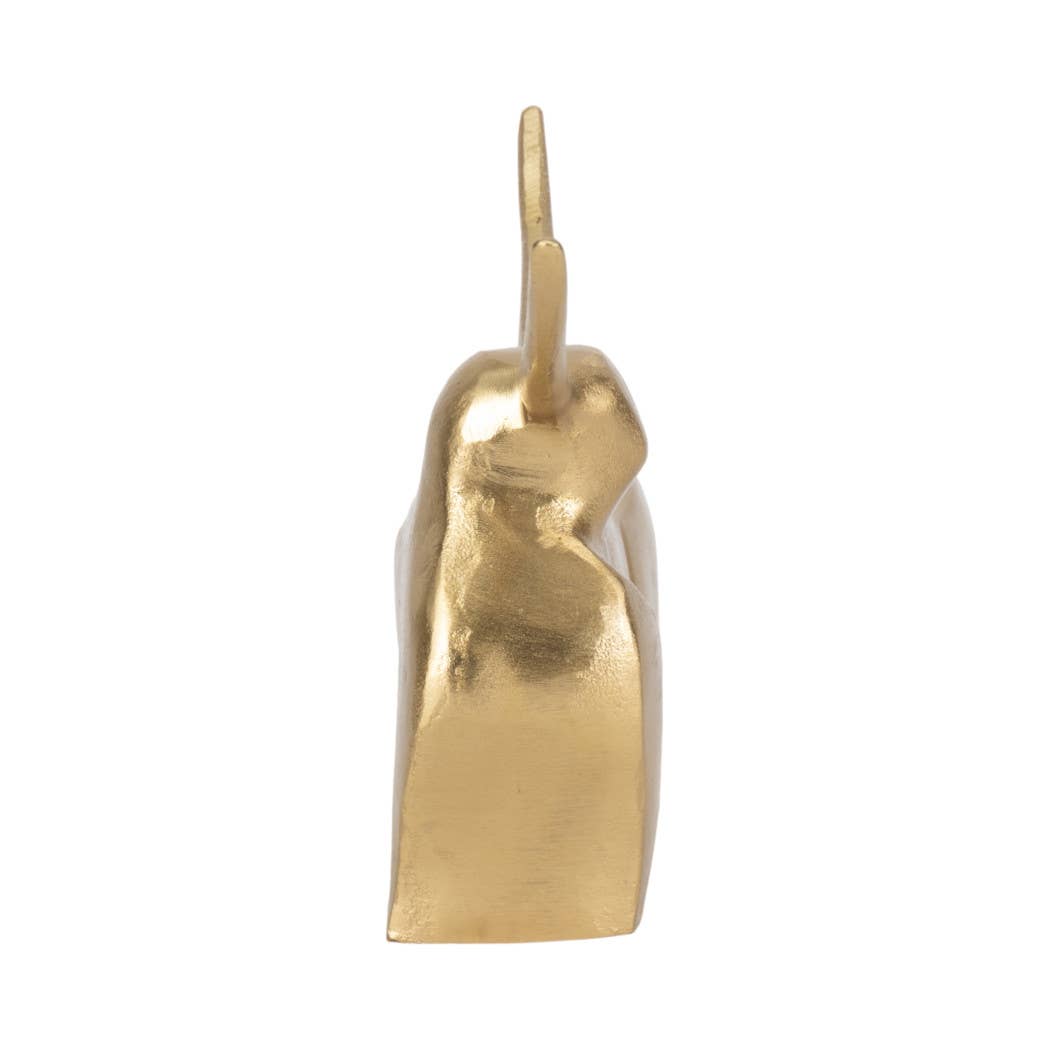 Decorative Figurine - Gold Metal Solid Standing Bull, 8 in.