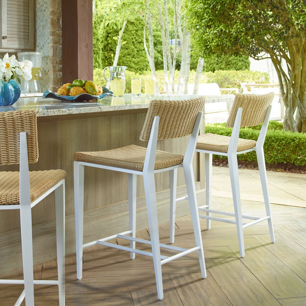 Calbas Outdoor Counter Stool, White