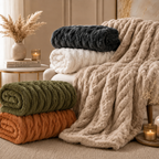 Luxe Double-Layer Faux Fur Throw Blanket – 50" x 60": Pink