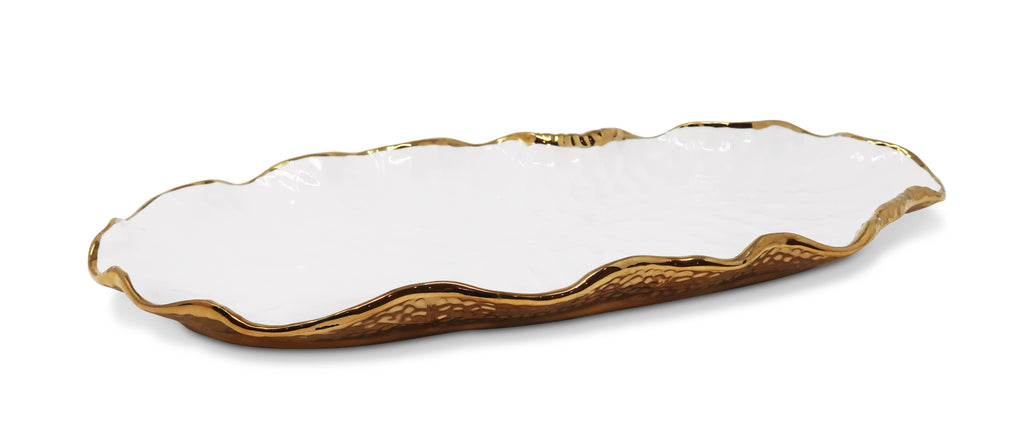 Tray New Bone China- Gold Scalloped Edge