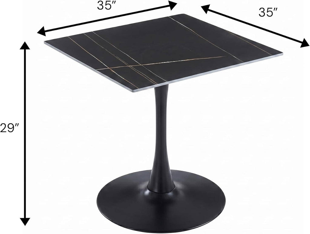 Bristol Sintered Stone Dining Table - Square Modern: Black / Black