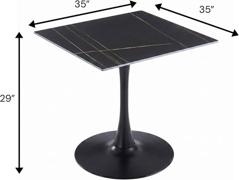 Bristol Sintered Stone Dining Table - Square Modern: Black / Black