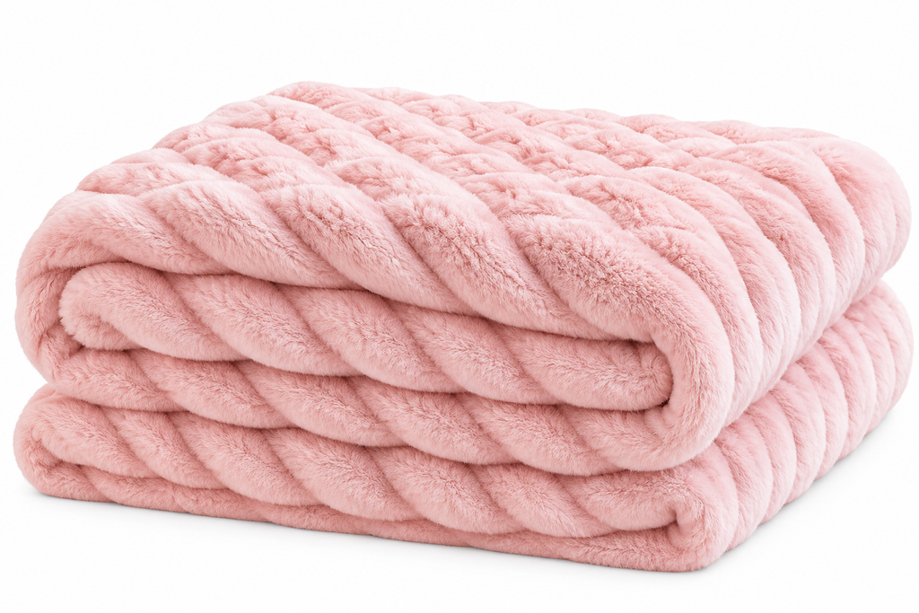 Luxe Double-Layer Faux Fur Throw Blanket – 50" x 60": Pink