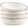 Kook Ceramic Pasta Bowls, 40 oz, Set of 4, Cream/Copper