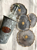 Set of 4 Free Form Geode Coasters: Copper / Gold