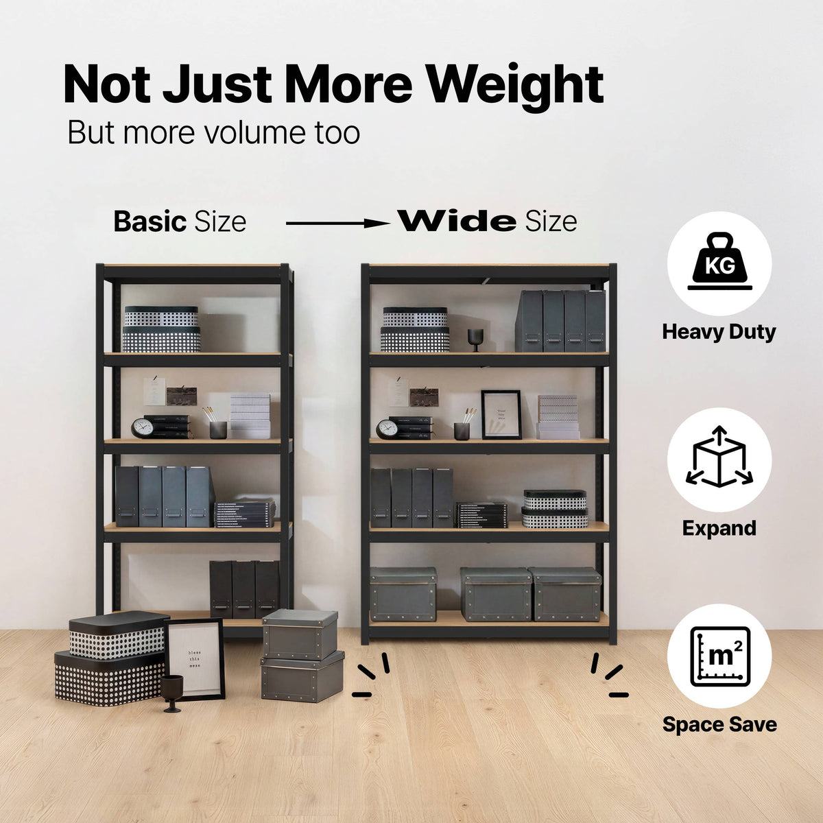 48"W 5-Tier Heavy Duty Storage Rack for Industrial, 1Pack: White