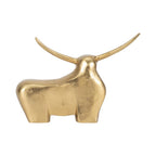 Decorative Figurine - Gold Metal Solid Standing Bull, 8 in.