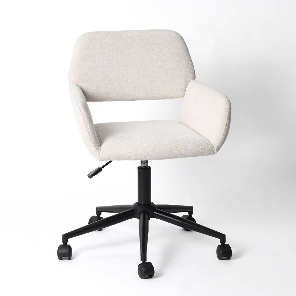 Adjustable Task Chair with Swivel Base Suede Brown/Beige: Ivory Beige