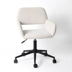 Adjustable Task Chair with Swivel Base Suede Brown/Beige: Ivory Beige