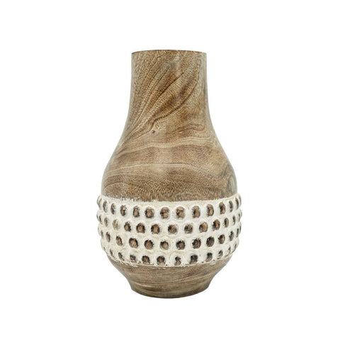 Gigi Whitewashed Wood Bead Dried Florals Vase