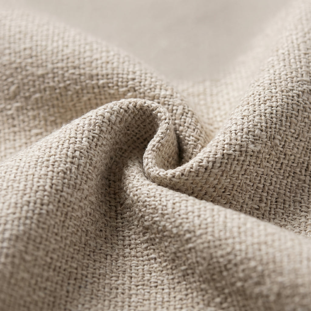 Close-up of fabric swatch showing fiber wave pattern to illustrate material texture.