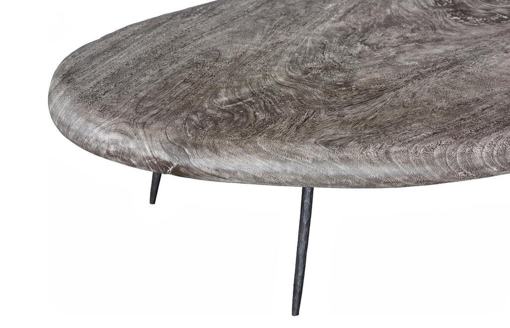 Skipping Stone Coffee Table, Brown Stone, Forged Legs