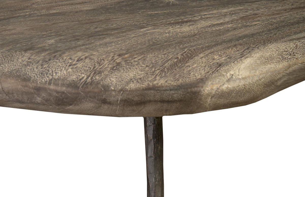 Skipping Stone Coffee Table, Brown Stone, Forged Legs