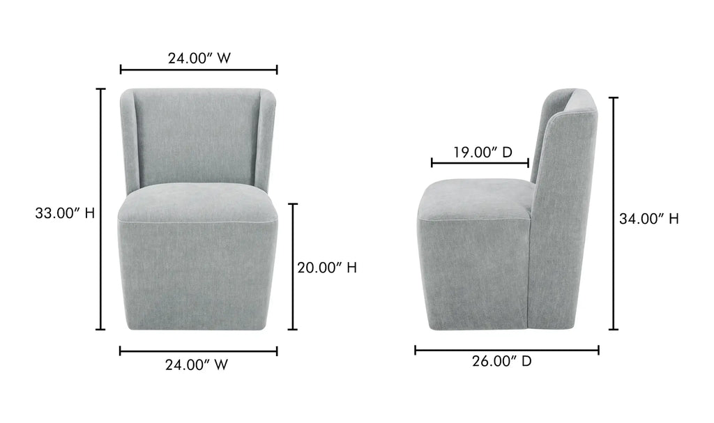 Cormac Rolling Dining Chair Performance Fabric Slate Green