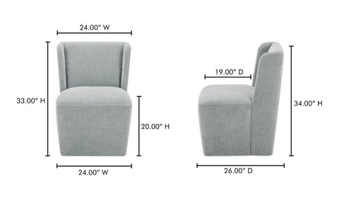 Cormac Rolling Dining Chair Performance Fabric Slate Green