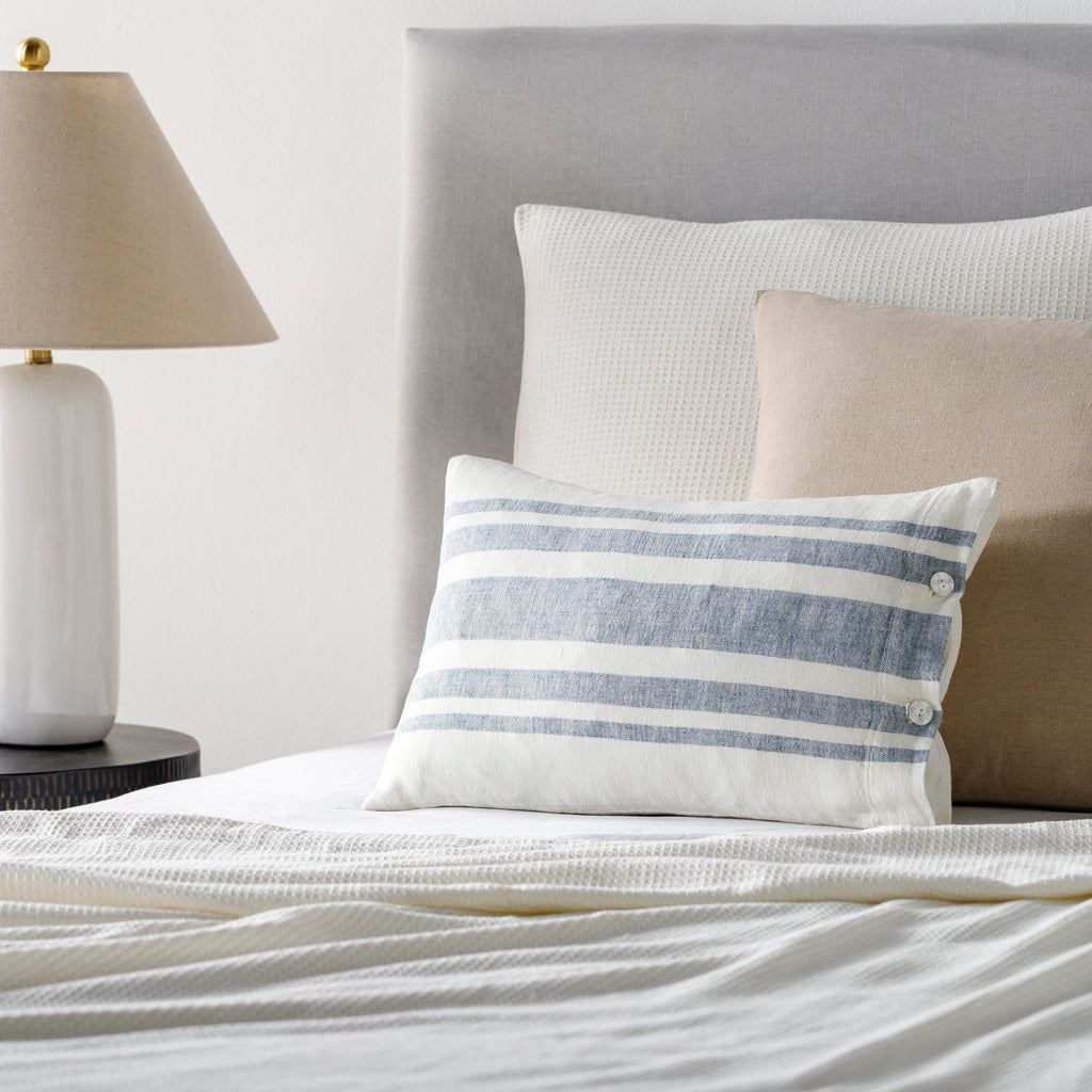 Linen Stripe Buttoned PILLOW