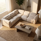 Overhead angle of Radley Power Recliner sectional in decorated living room, emphasizing modern design and comfort.