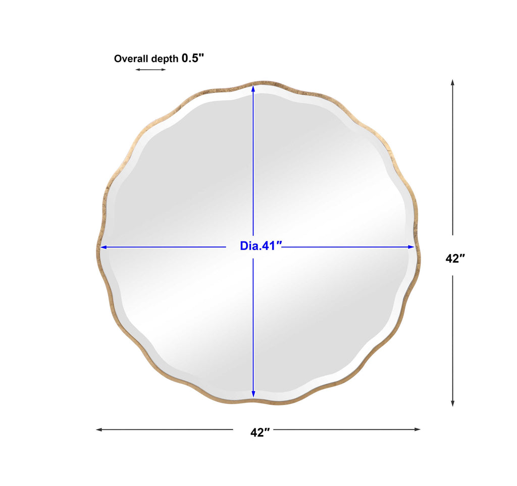 ANETA ROUND MIRROR, GOLD - Hedi's Furniture