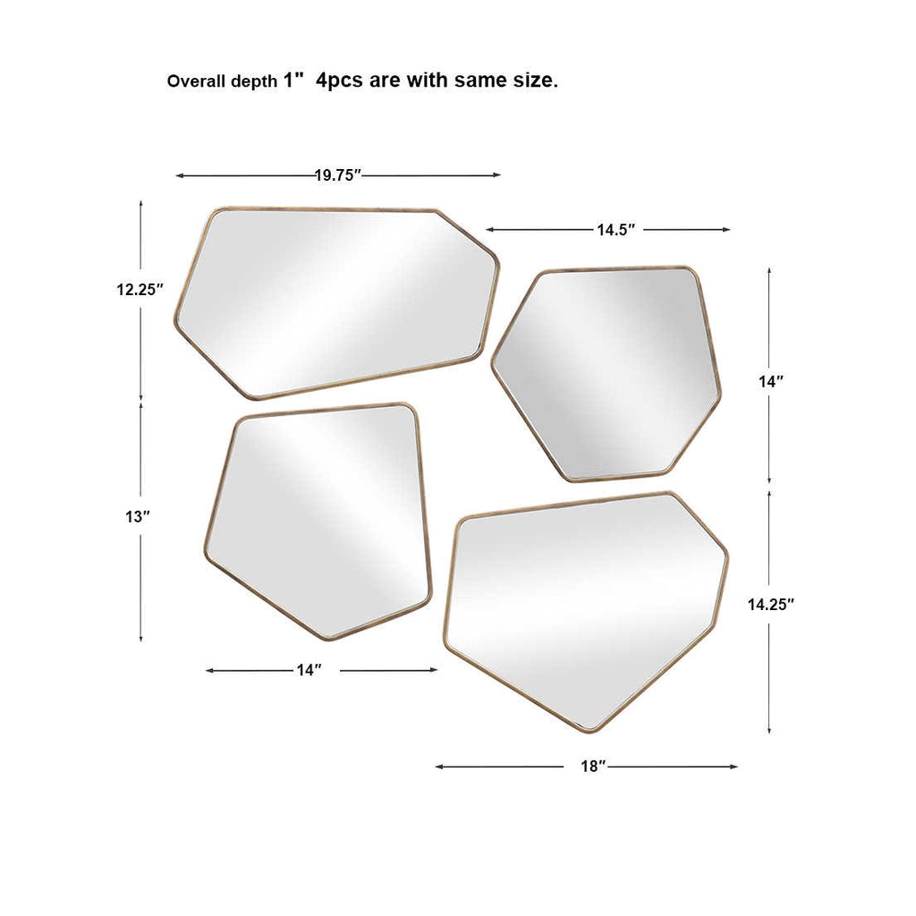 Linneah Mirrors, Gold, S/4 - Hedi's Furniture