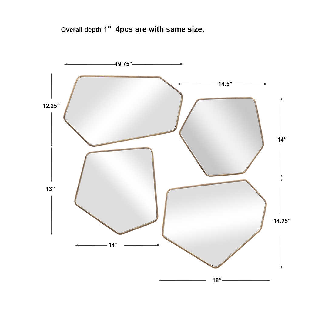 Linneah Mirrors, Gold, S/4 - Hedi's Furniture