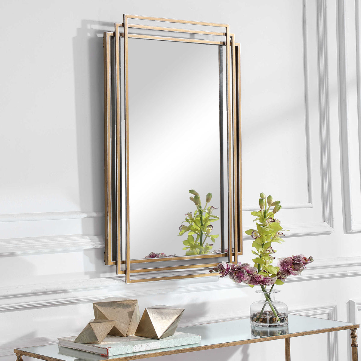 AMHERST MIRROR, GOLD - Hedi's Furniture