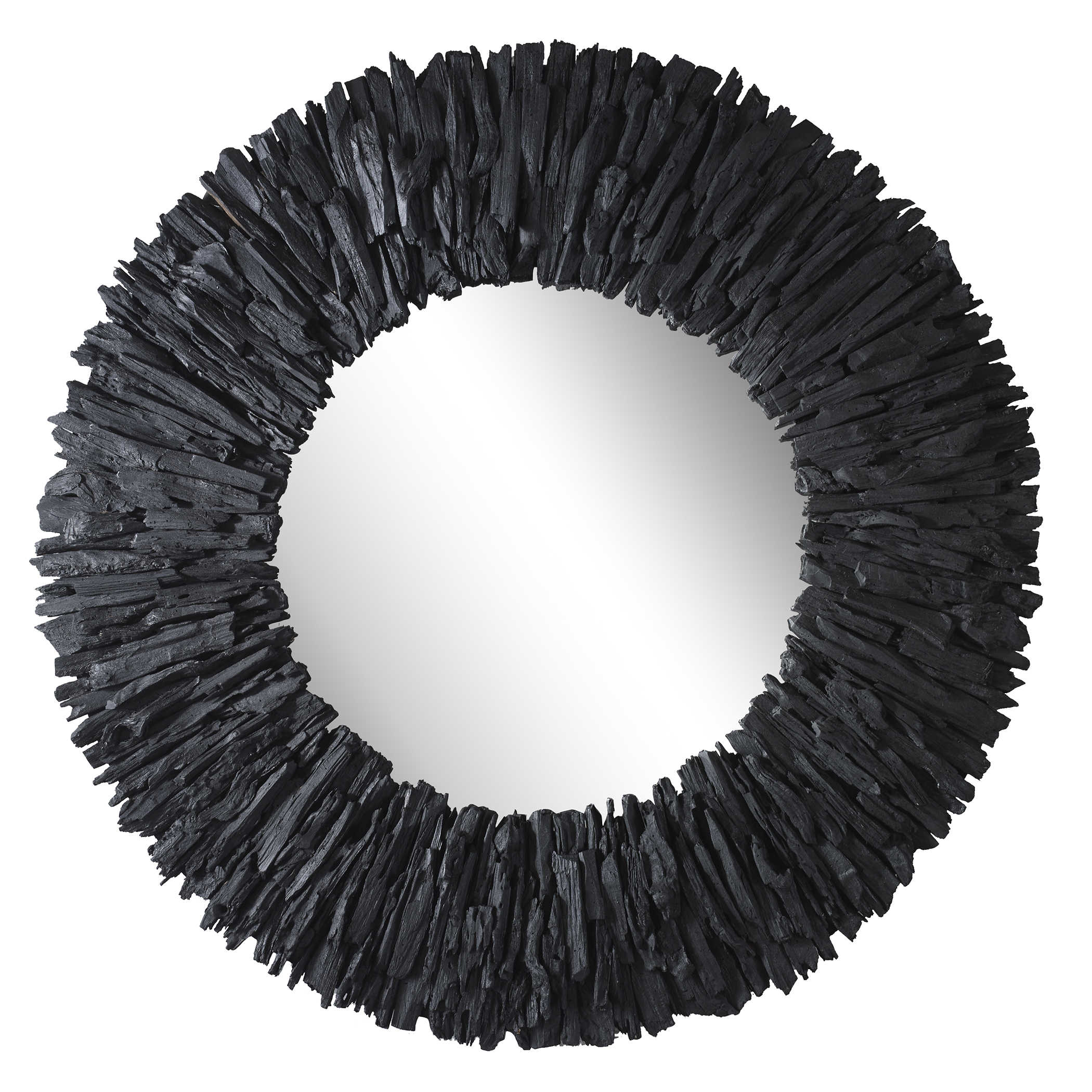 Teak Branch Round Mirror Black - Hedi's Furniture