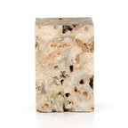 FAYDON END TABLE-ROMANO FOSSE TRAVERTINE - Hedi's Furniture